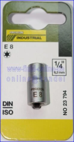 PROXXON 23794 Aussen Torx Einsatz Nuss E8 Antrieb 6,3mm (1/4') -Werkstattwerkzeuge Geschäft 795 Prox 23794 E8 1