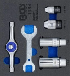 BGS 1984-2 Satz Spannwerkzeug Für Gewindeschneider Werkstattwageneinlage 1/6 6 Teilig
