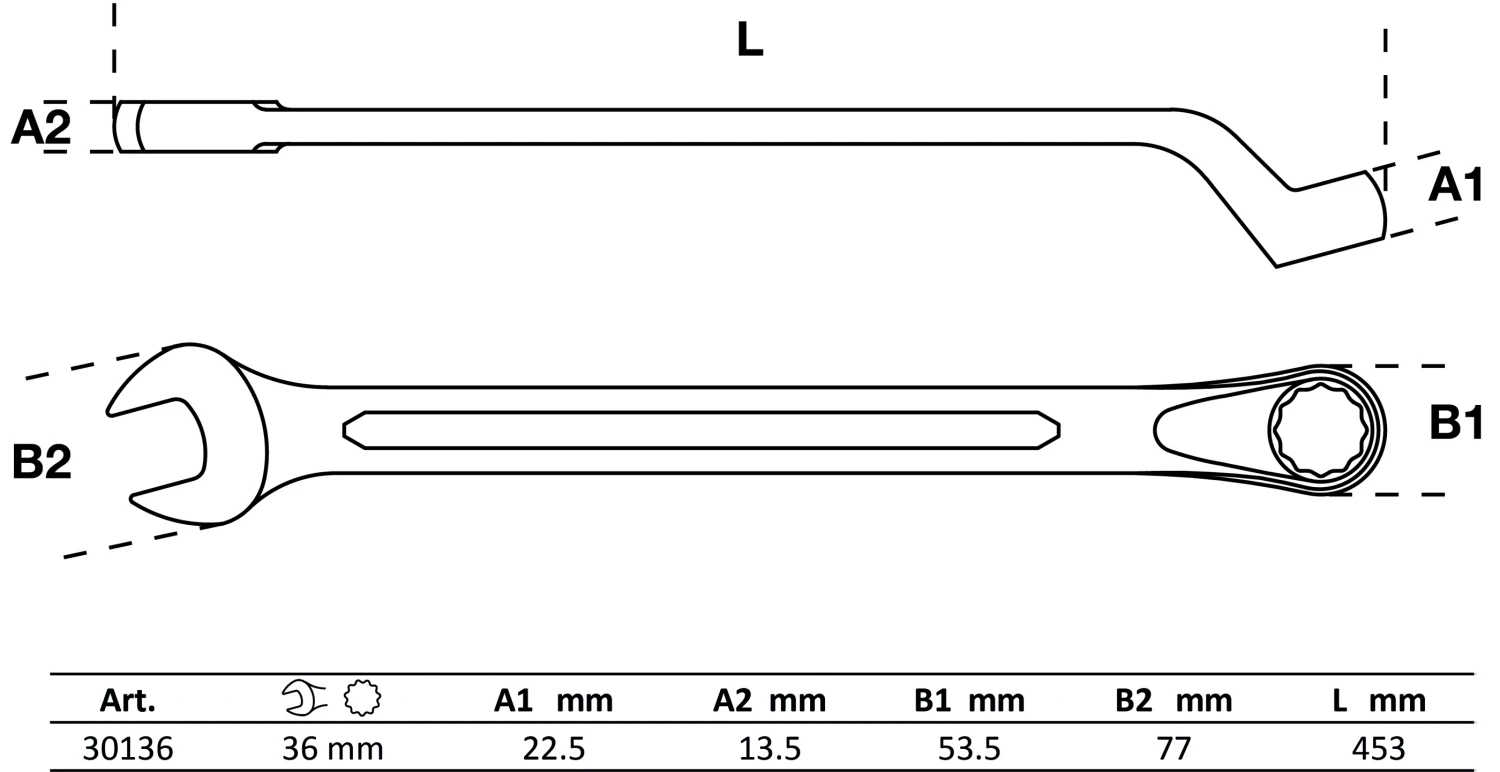 BGS 30136 Ringmaulschlüssel Gekröpft SW 36mm Metrisch Kalt Geschmiedet 4 BGS 30136 Ringmaulschlüssel Gekröpft SW 36mm Metrisch Kalt Geschmiedet – Bild 2