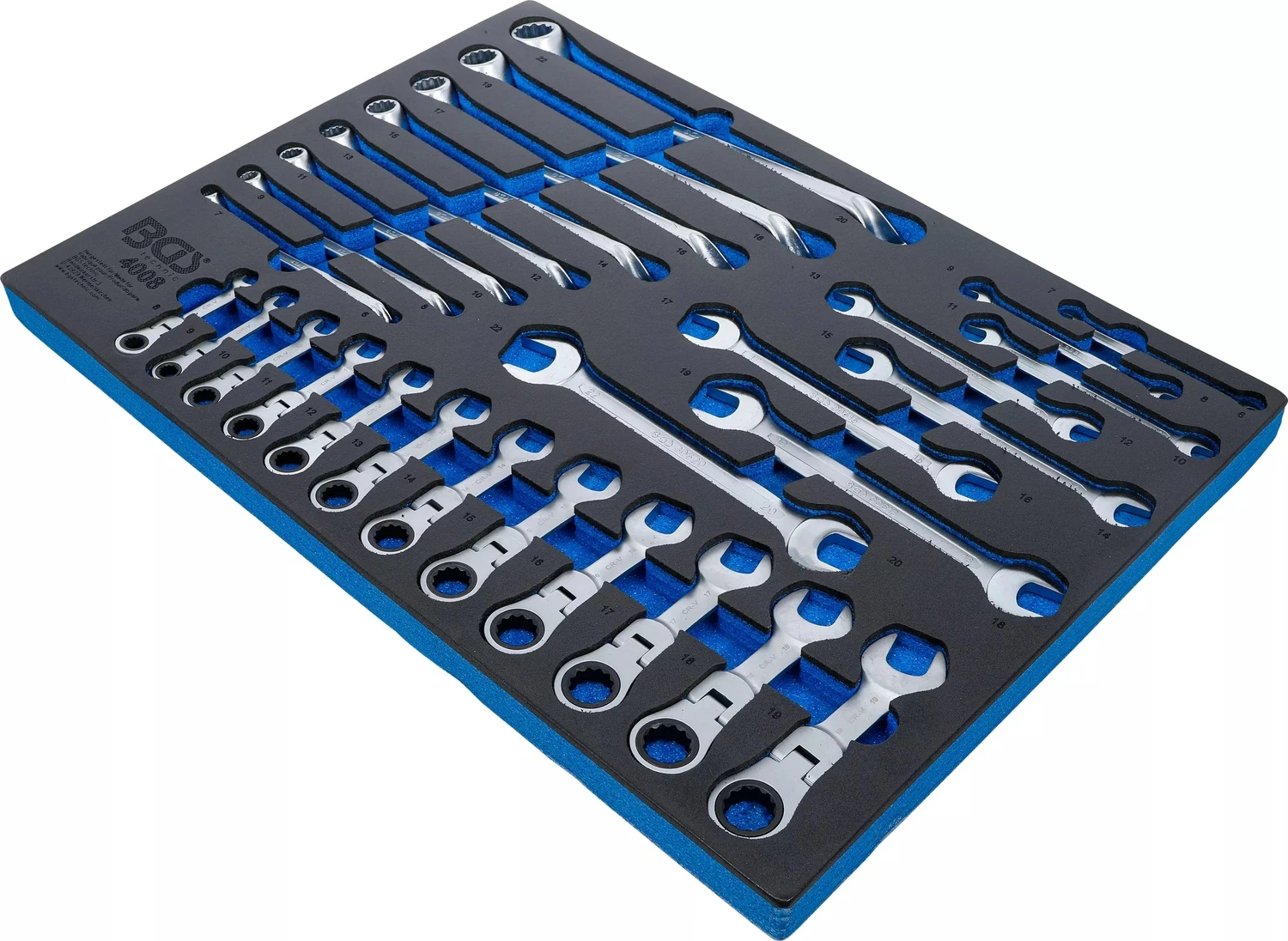 BGS 4008 Satz Doppelmaulschlüssel Doppelringschlüssel Ratschenringmaulschlüssel Abwinkelbar Werkstattwageneinlage 3/3 4 BGS 4008 Satz Doppelmaulschlüssel Doppelringschlüssel Ratschenringmaulschlüssel Abwinkelbar Werkstattwageneinlage 3/3 – Bild 2