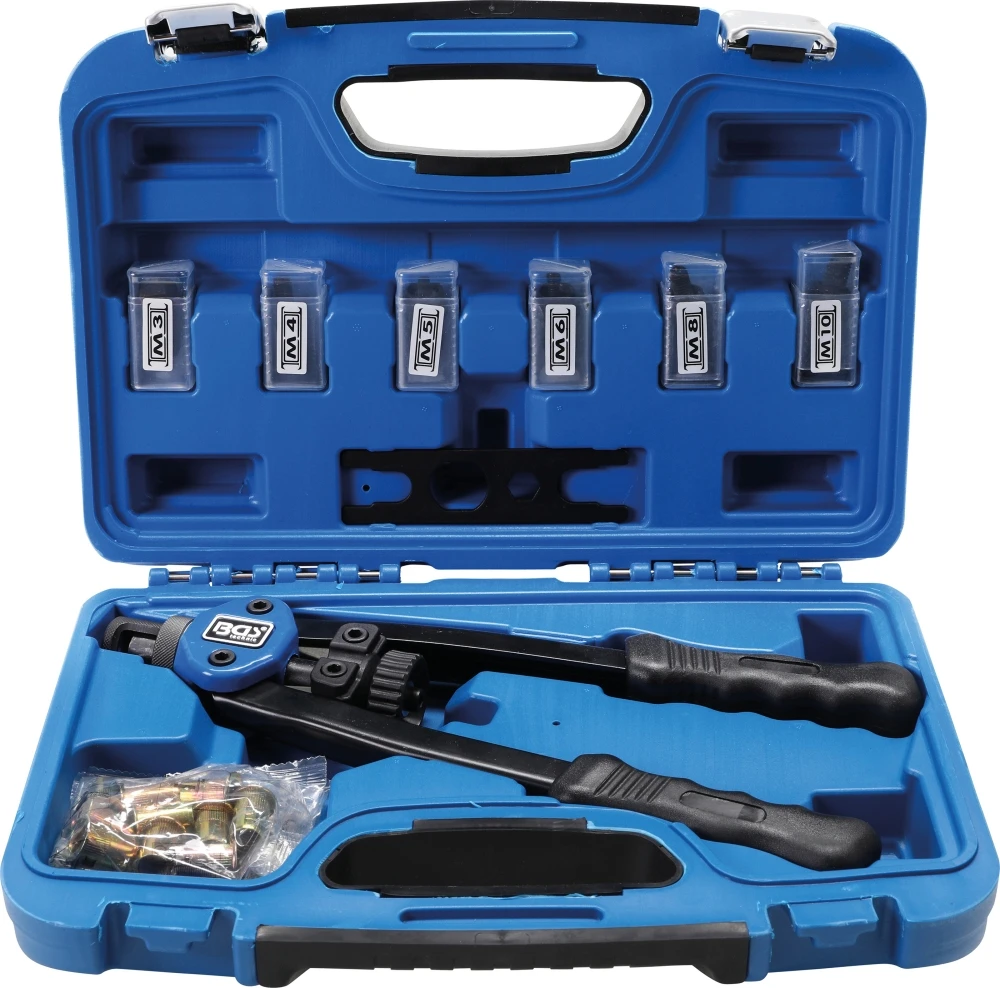 BGS 408 Satz Nietmutternzange Inkl. Je 10 Nietmuttern M3 - M10 Inkl. Koffer 3 BGS 408 Satz Nietmutternzange Inkl. Je 10 Nietmuttern M3 - M10 Inkl. Koffer