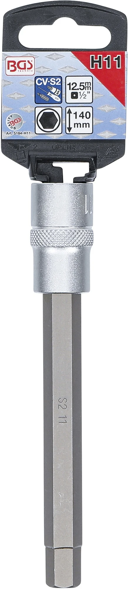 BGS 5184-H11 Biteinsatz Innensechskant 11mm HX11 Länge 140mm Antrieb 12,5mm (1/2") 4 BGS 5184-H11 Biteinsatz Innensechskant 11mm HX11 Länge 140mm Antrieb 12,5mm (1/2") – Bild 2