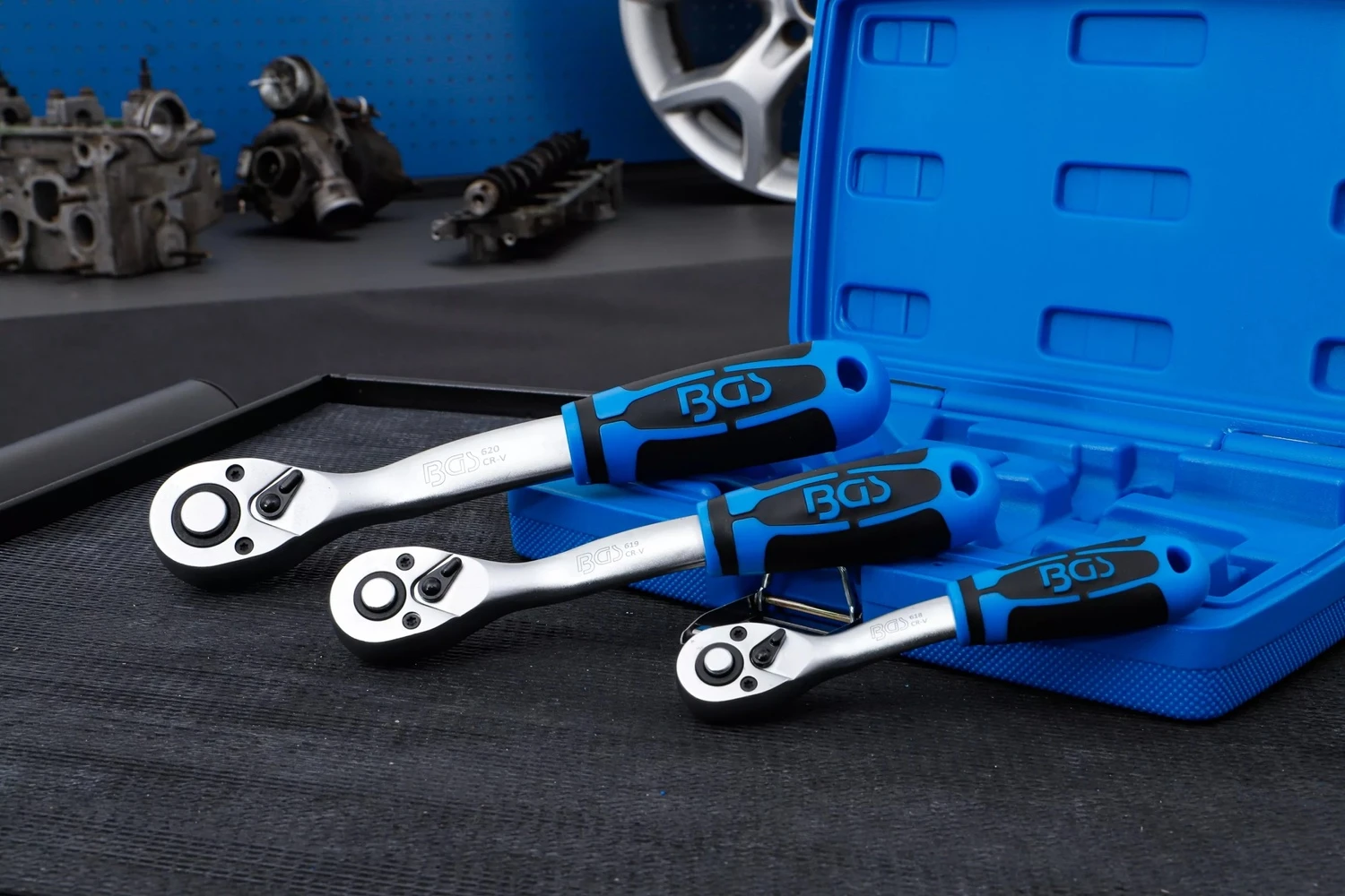 BGS 621 Satz Umschaltknarren Feinverzahnt Abtrieb Außenvierkant 6,3mm (1/4"), 10mm (3/8"), 12,5mm (1/2") 7 BGS 621 Satz Umschaltknarren Feinverzahnt Abtrieb Außenvierkant 6,3mm (1/4"), 10mm (3/8"), 12,5mm (1/2") – Bild 5