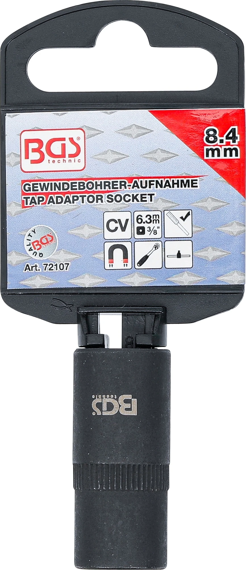 BGS 72107 Aufnahme Steckschlüssel Einsatz Für Gewindebohrer 8,4mm Antrieb 10mm (3/8") 5 BGS 72107 Aufnahme Steckschlüssel Einsatz Für Gewindebohrer 8,4mm Antrieb 10mm (3/8") – Bild 3