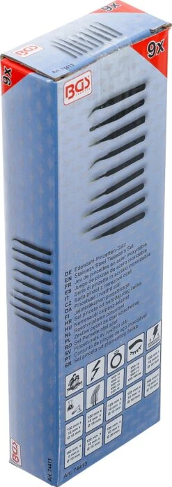 BGS 74413 Satz Edelstahl Pinzetten Verschiedenen Spitzen 9 Teilig -Werkstattwerkzeuge Geschäft bgs 74413 satz pinzetten edelstahl 000000