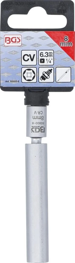 BGS 80000-8 Glühkerzen Zündkerzen Gelenkeinsatz SW 8mm Antrieb Innenvierkant 6,3mm (1/4") -Werkstattwerkzeuge Geschäft bgs 80000 8 glueh zuendkerzen gelenk einsaetze 0000