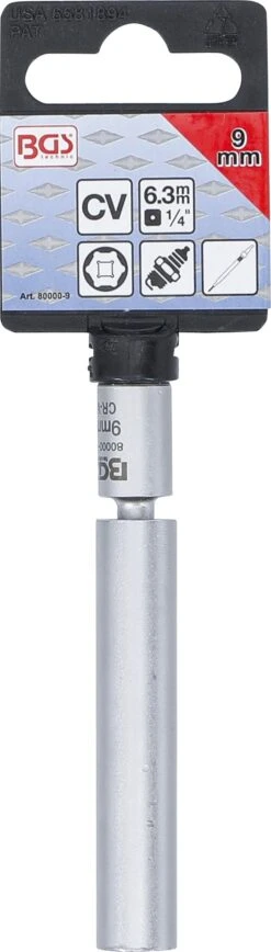 BGS 80000-9 Glühkerzen Zündkerzen Gelenkeinsatz SW 9mm Antrieb Innenvierkant 6,3mm (1/4") -Werkstattwerkzeuge Geschäft bgs 80000 9 glueh zuendkerzen gelenk einsaetze 0000