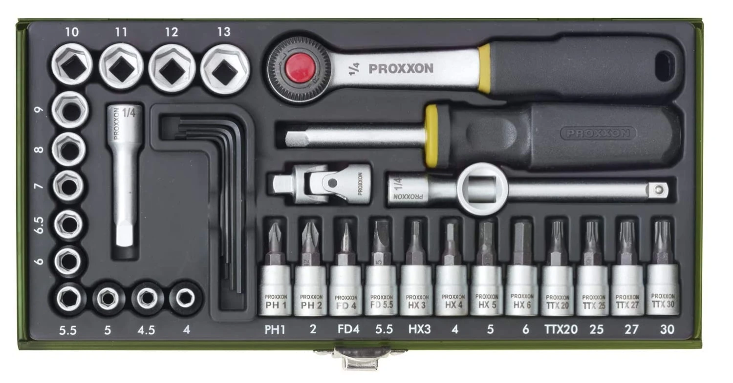 PROXXON 23080 Feinmechaniker Steckschlüsselsatz / Knarrenkasten 6,3mm (1/4") 4 PROXXON 23080 Feinmechaniker Steckschlüsselsatz / Knarrenkasten 6,3mm (1/4") – Bild 2