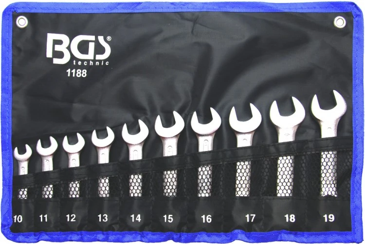 BGS 1188 Satz Ring Maulschlüssel KURZ METRISCH 10-19mm 10tlg 3 BGS 1188 Satz Ring Maulschlüssel KURZ METRISCH 10-19mm 10tlg